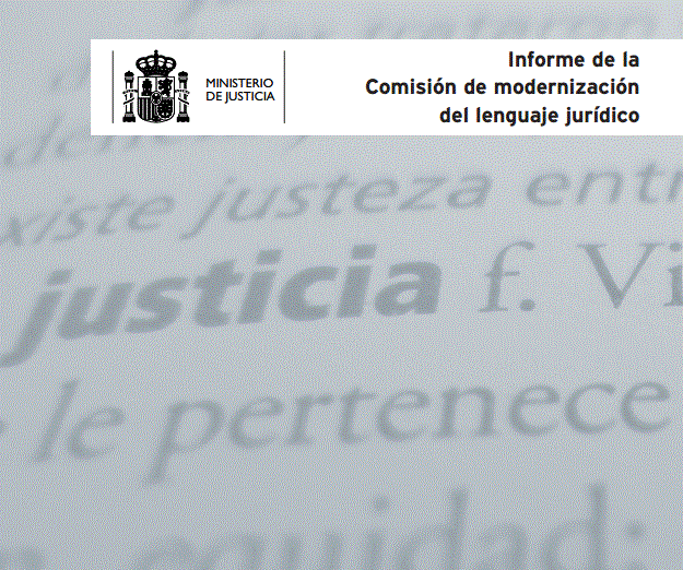 Portada Informe de la Comisión de modernización del lenguaje jurídico
