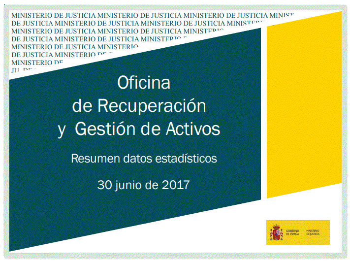 Portada Oficina de Recuperació i Gestió d'Actius. Resumeixen dades estadístiques 30 juny de 2017