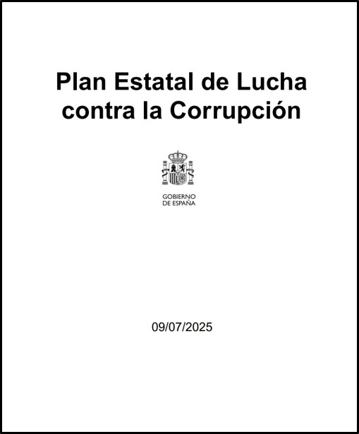 Portada del Pla Estatal de Lluita contra la Corrupció