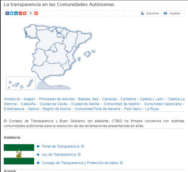 Imatge del nova pàgina de transparència en comunitats autònomes