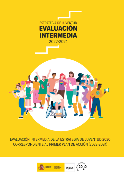 Cover of the Youth Strategy Report. Intermediate Evaluation 2022-2024