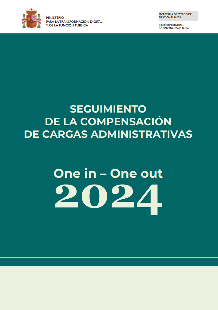 Portada do Informe One in one out. Seguimento da compensación de cargas administrativas no ano 2024.