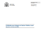 Portada Entidades que integran el Sector Público Local. Situación a 1 de enero de 2019.