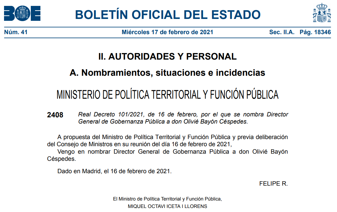 Captura de imagen de la publicación en el BOE
