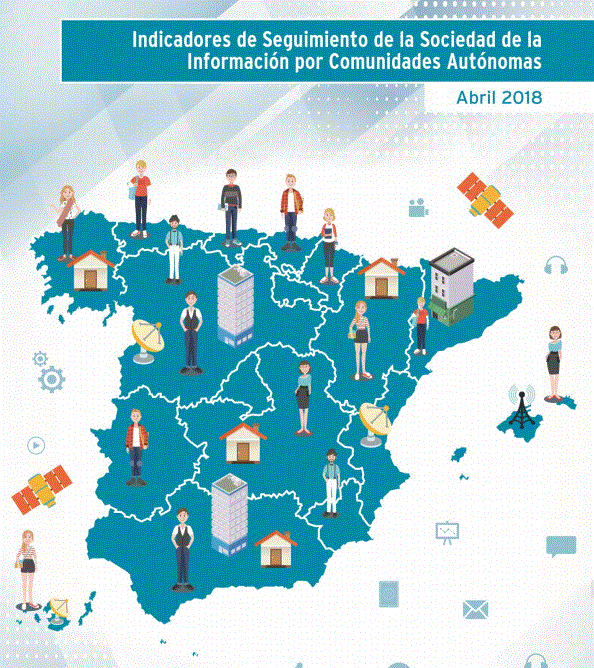 Portada de Dossier de Indicadores de seguimiento de la Sociedad de la información por Comunidades Autónomas (Abril 2018)