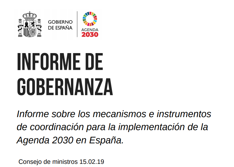 Portada de Informe de gobernanza. Informe sobre los mecanismos e instrumentos de coordinación para la implementación de la Agenda 2030 en España