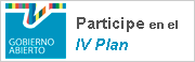 Logo de Gobierno Abierto con texto "Participe en el IV Plan"