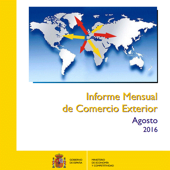 Informe mensual de comercio exterior. Agosto 2016