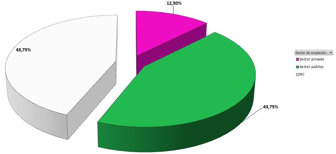 porcentajes de participantes por sector de ocupación