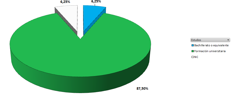 porcentajes de participantes por nivel de estudios