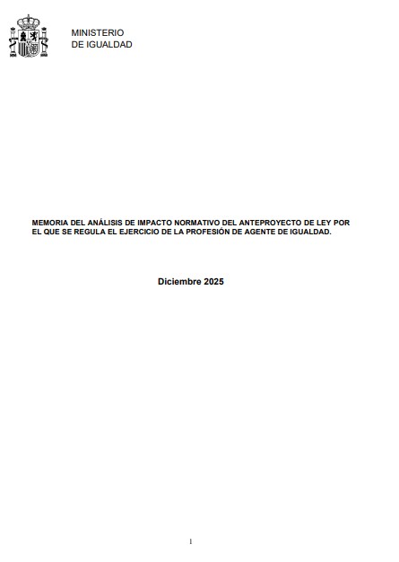 Memòria de l'Anàlisi d'Impacte Normatiu de l'Avantprojecte de Llei pel qual es regula l'exercici de la professió d'agent d'igualtat