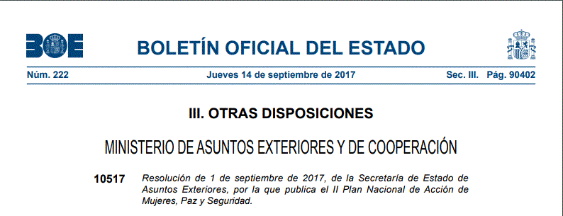 Imatge II Pla Nacional d'Acció de Dones, Paz i Seguretat.